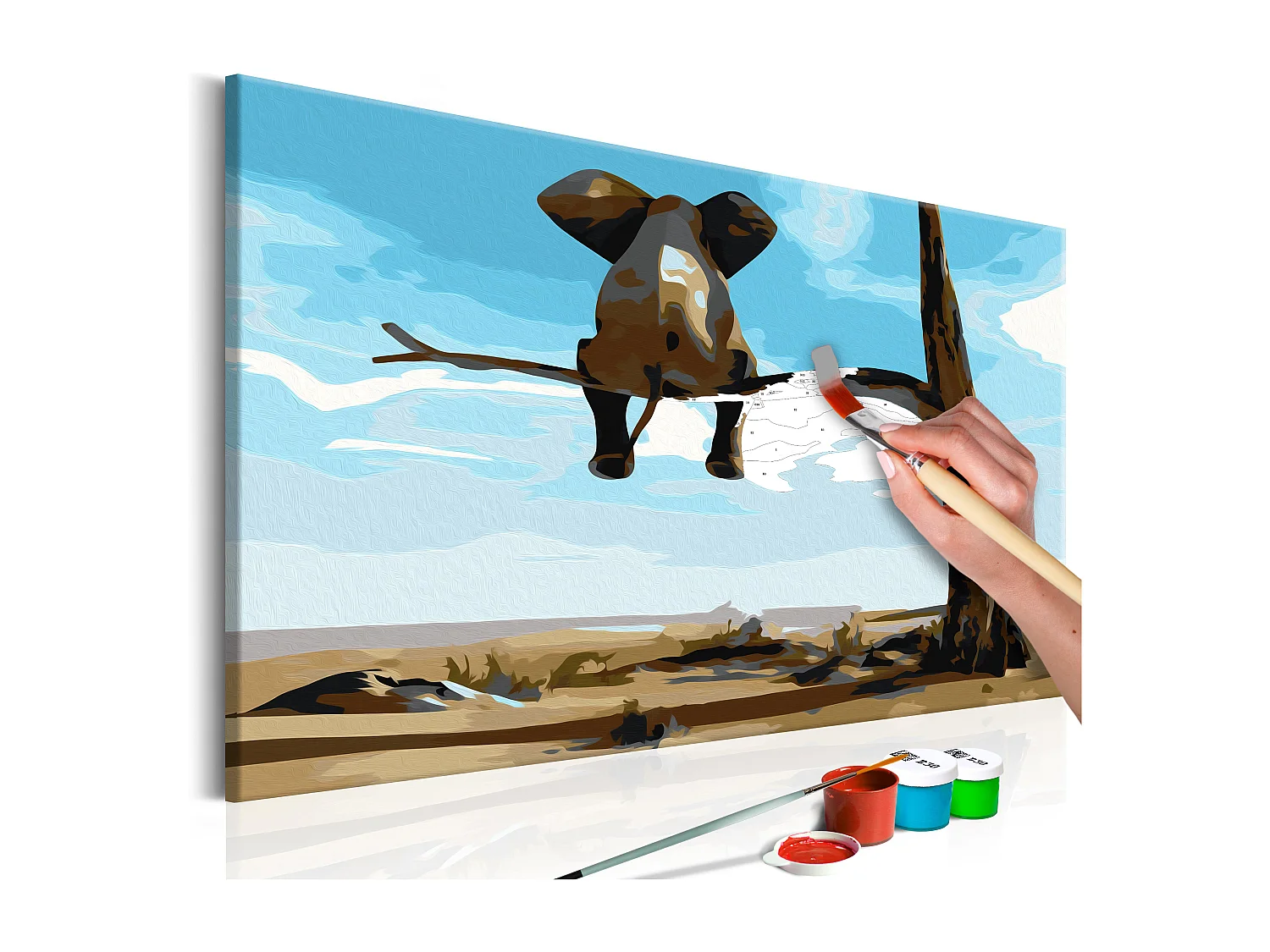 Quadro fai da te - Elefante sull'albero - 60x40