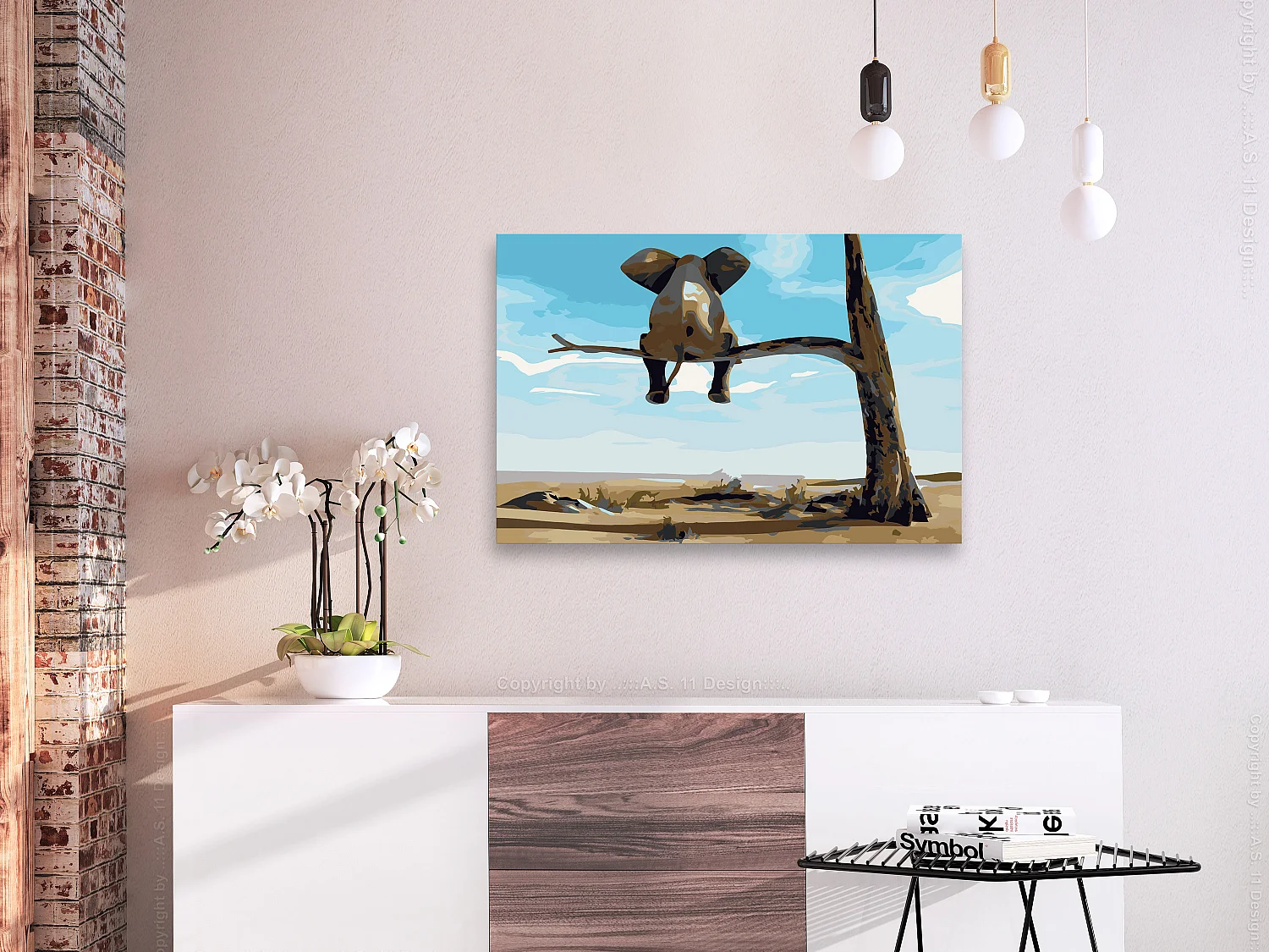 Quadro fai da te - Elefante sull'albero - 60x40