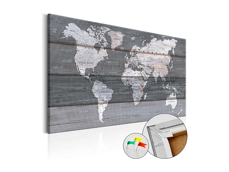 Quadri di sughero - Grey Earth [Cork Map] - 120x80