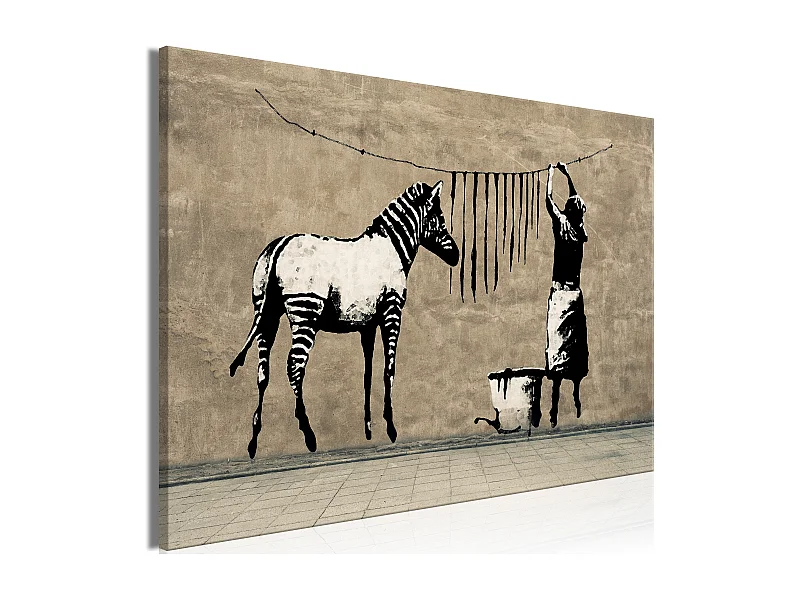 Quadro - Banksy: Washing Zebra on Concrete (1 Part) Wide - 90x60