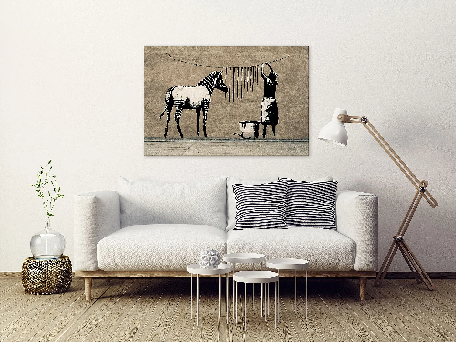 Quadro - Banksy: Washing Zebra on Concrete (1 Part) Wide - 90x60