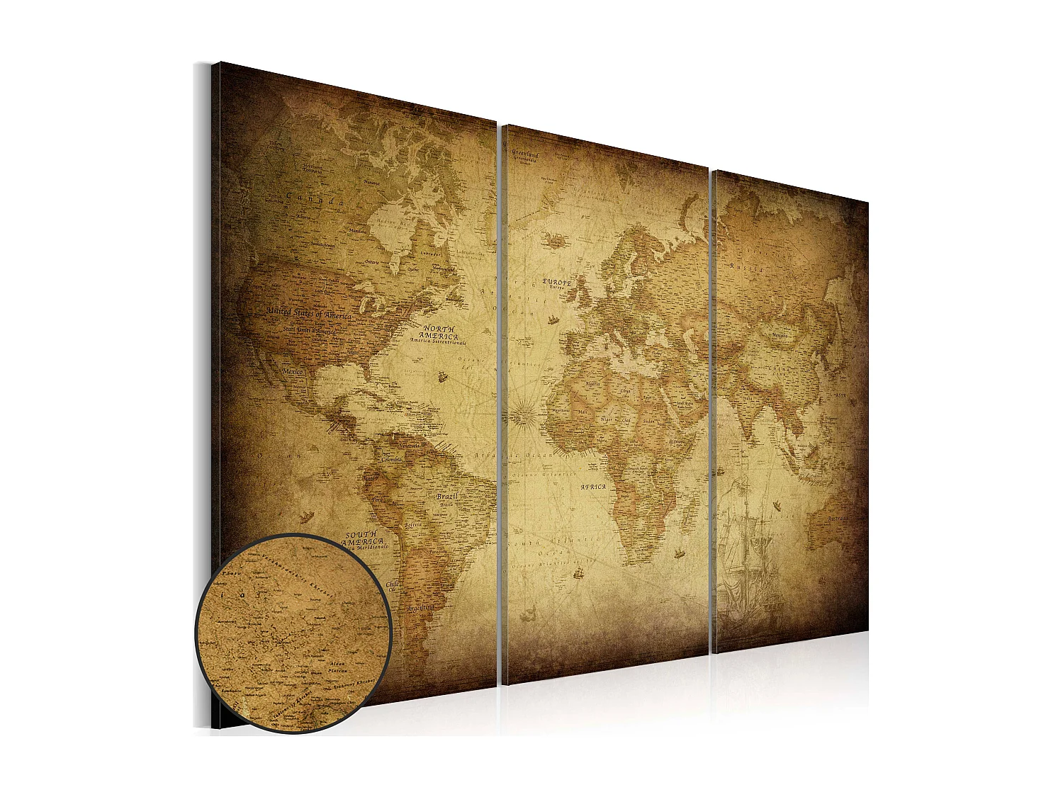 Quadro - Vecchia mappa: trittico - 90x60