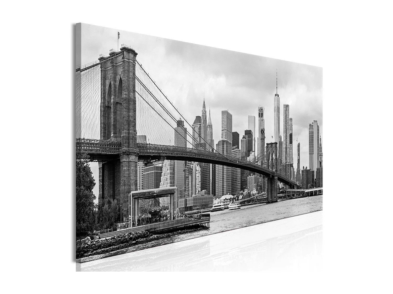 Quadro - Road to Manhattan (1 Part) Narrow Black and White - 135x45