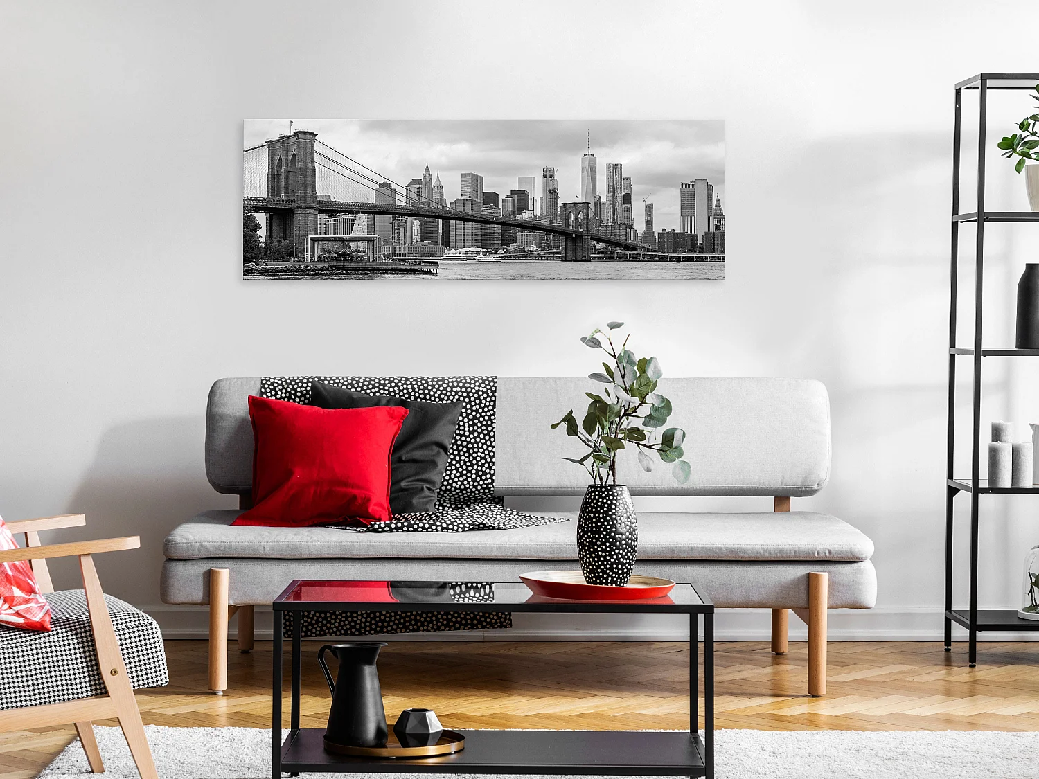 Quadro - Road to Manhattan (1 Part) Narrow Black and White - 135x45