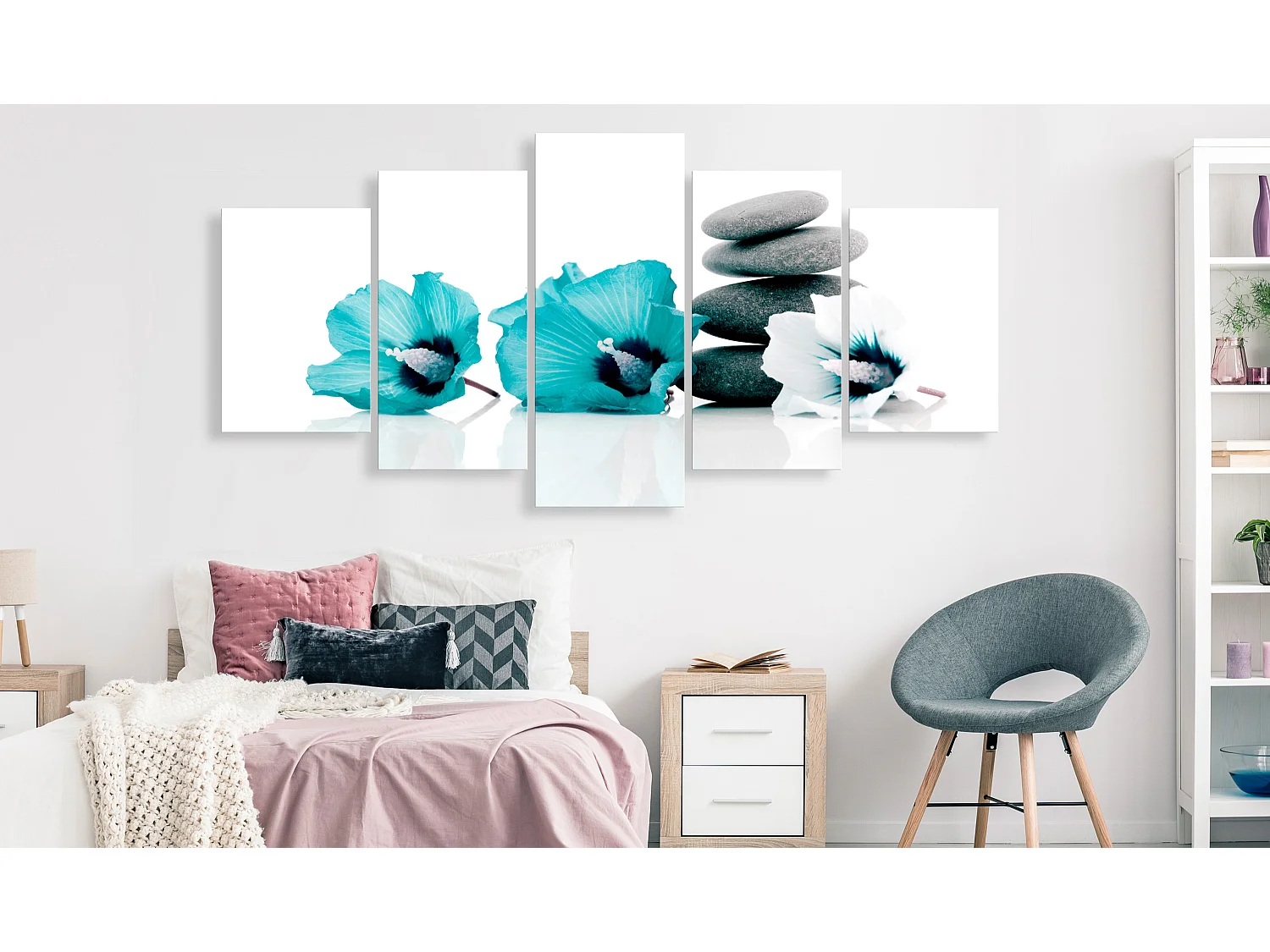 Quadro - Calm Mallow (5 Parts) Wide Turquoise - 200x100