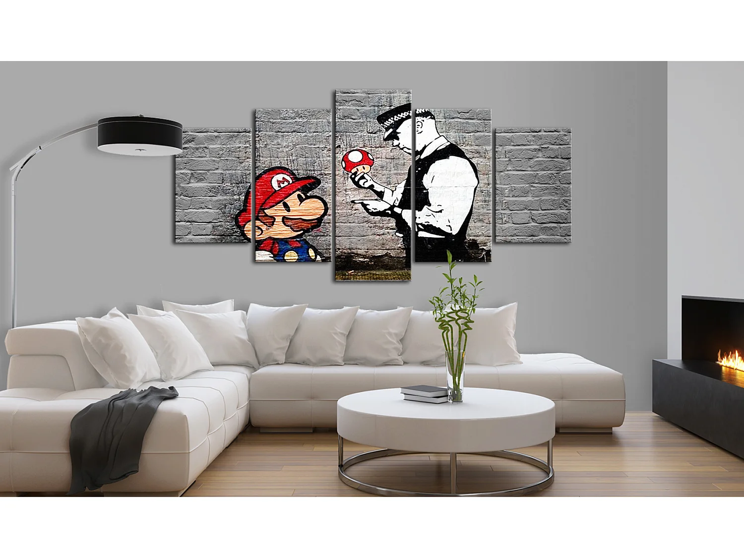 Quadro - Super Mario Mushroom Cop (Banksy) - 100x50