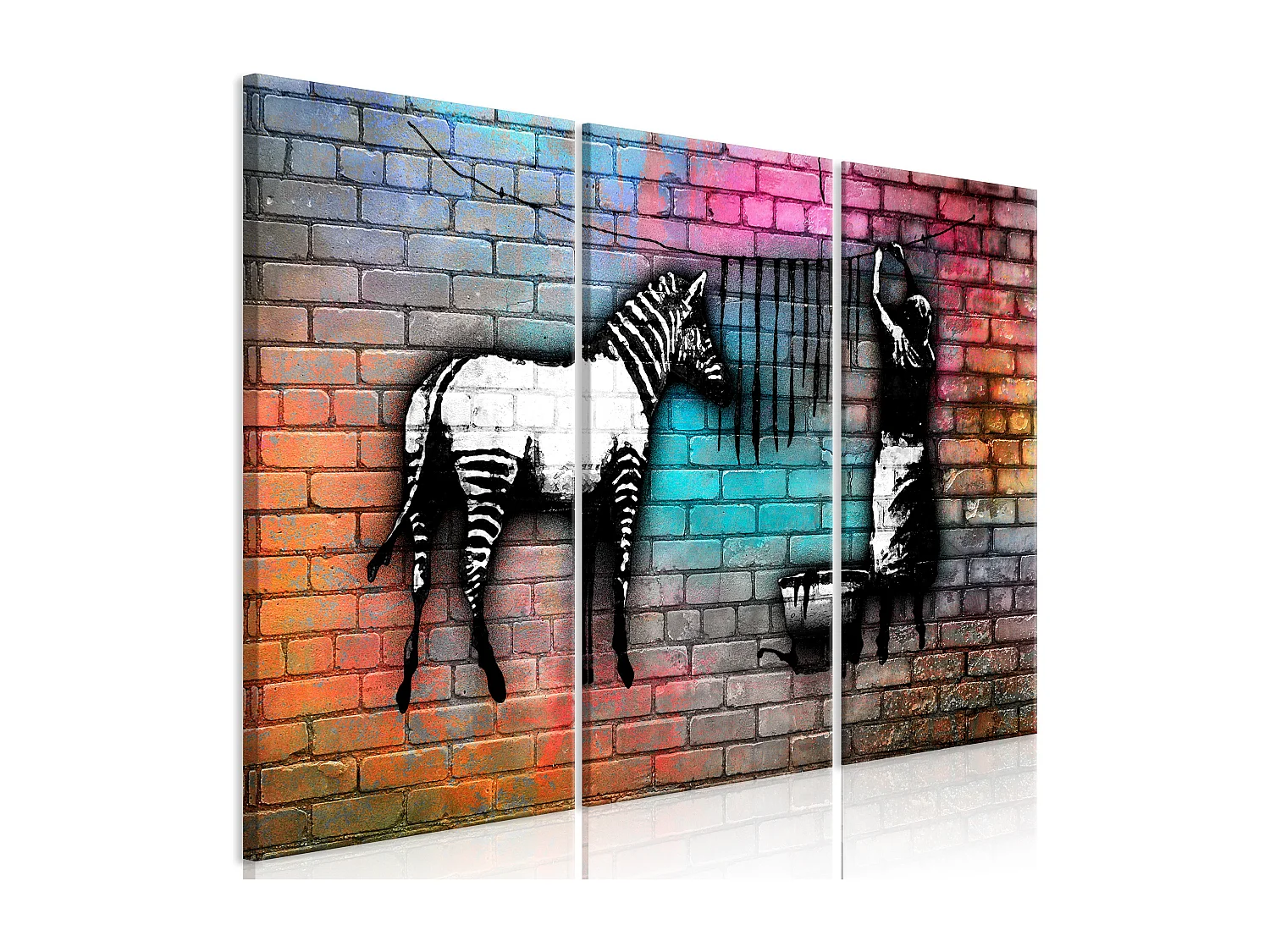 Quadro - Washing Zebra - Colourful Brick (3 Parts) - 90x60