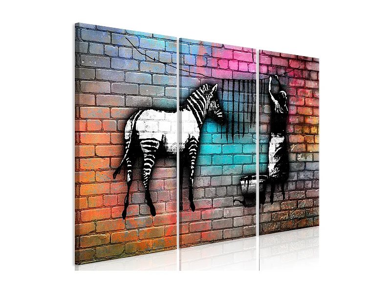 Quadro - Washing Zebra - Colourful Brick (3 Parts) - 90x60