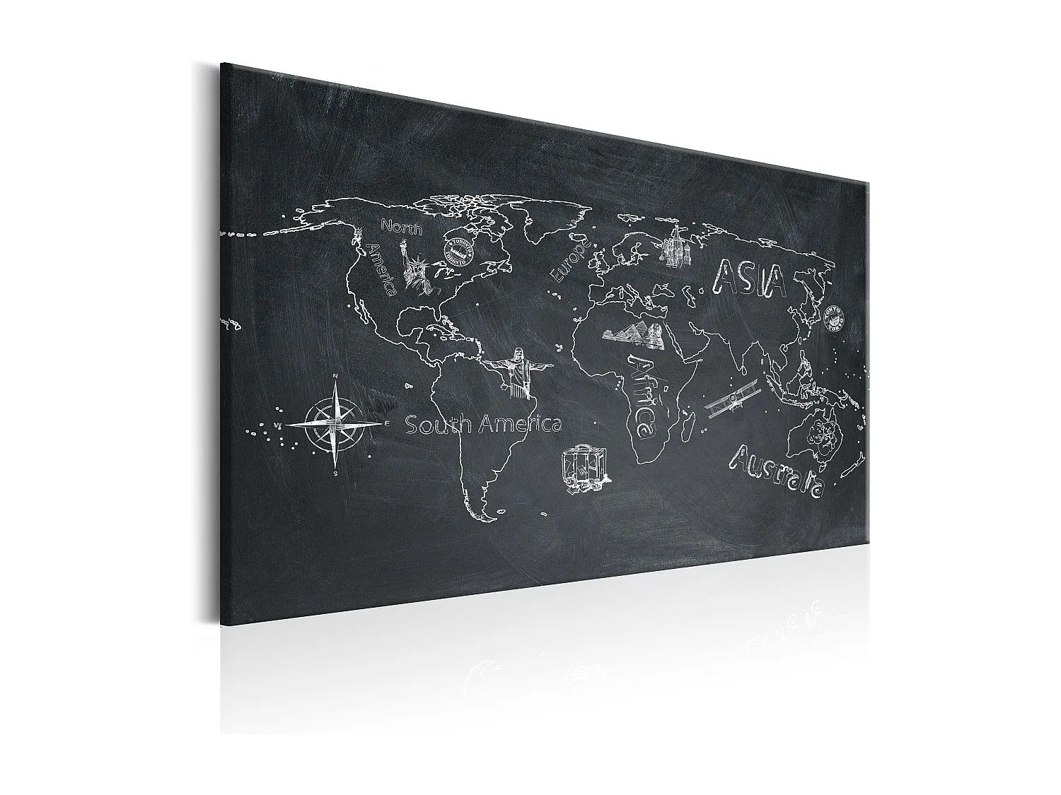 Quadro - World Map: Travel broadens the Mind - 90x60