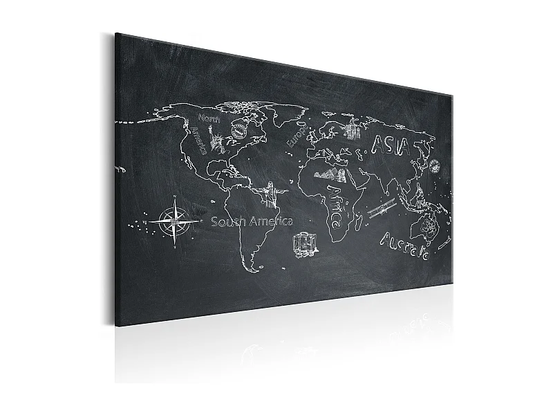 Quadro - World Map: Travel broadens the Mind - 90x60