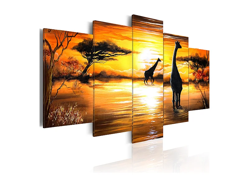 Quadro - Giraffe all'abbeverata - 200x100