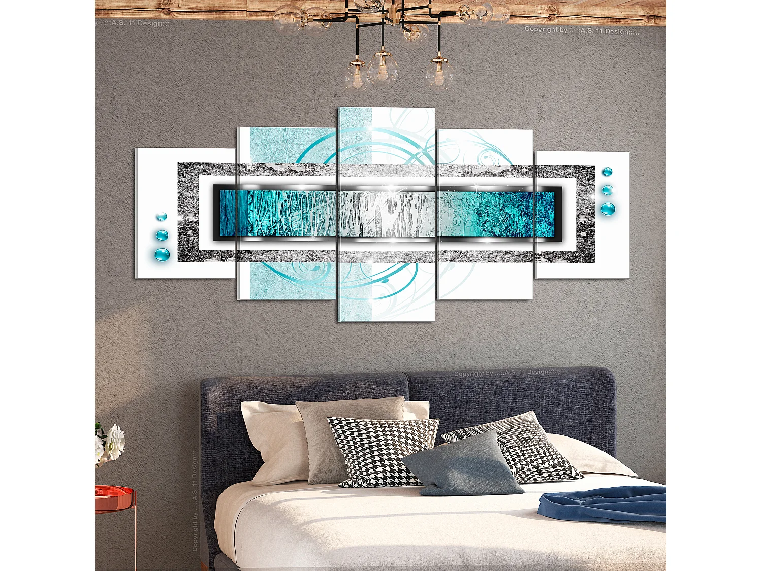 Quadro - Turquoise blizzard (5 Parts) Wide - 225x100