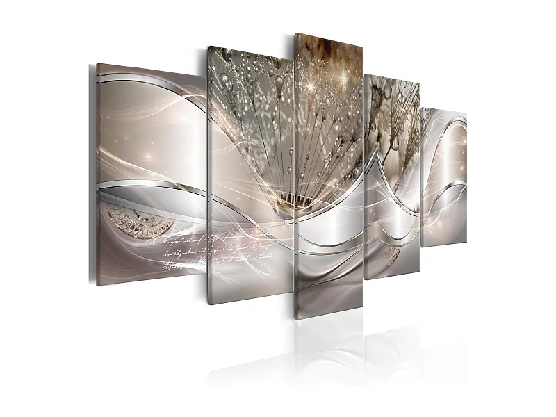 Quadro - Sparkling Dandelions (5 Parts) Beige Wide - 100x50