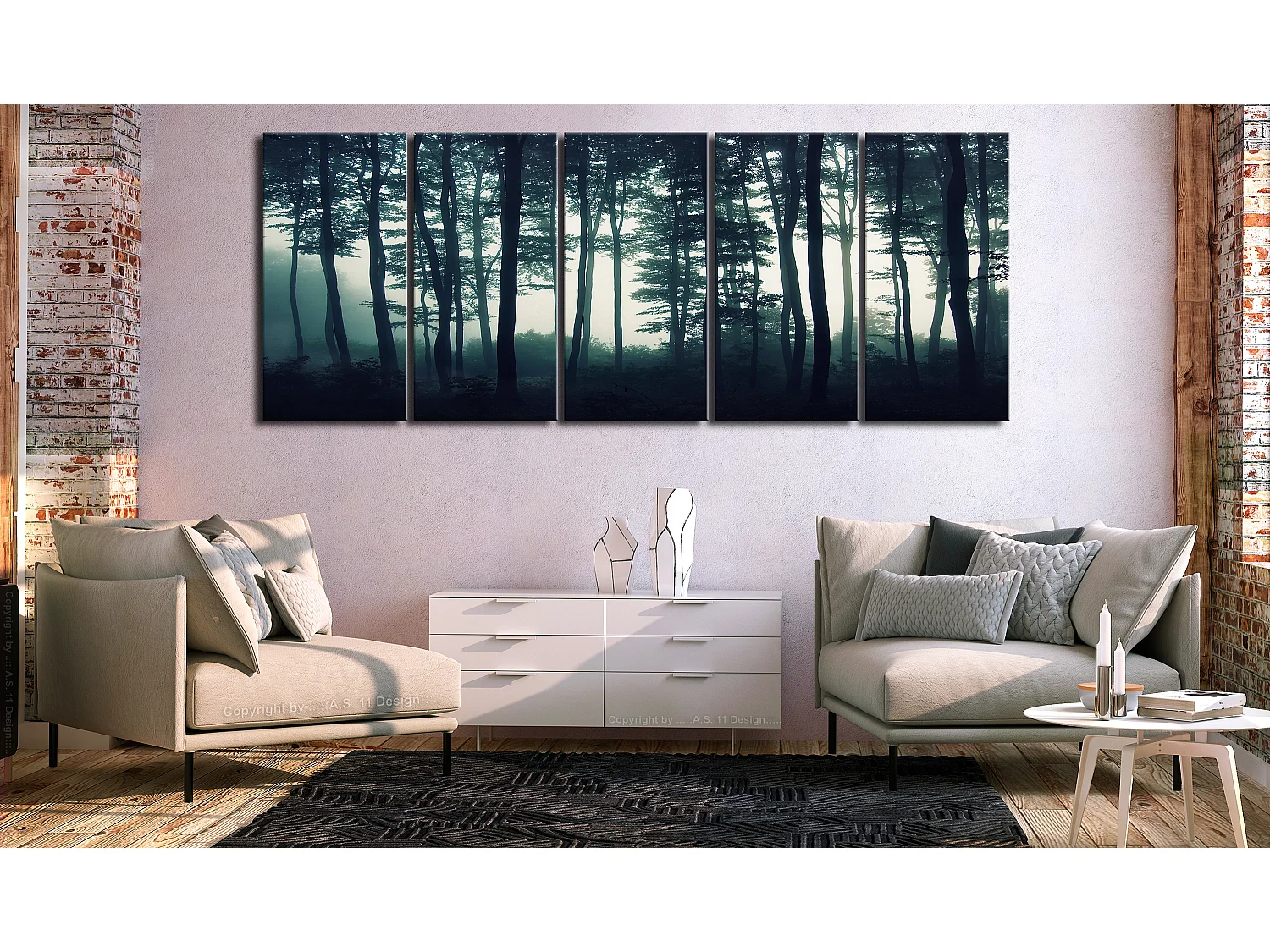 Quadro - Dark Forest (5 Parts) Narrow - 225x90