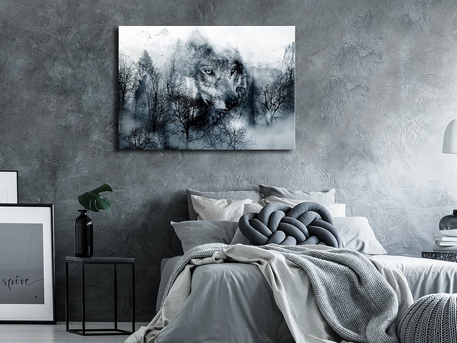 Quadro - Mountain Predator (1 Part) Wide Black and White - 120x80