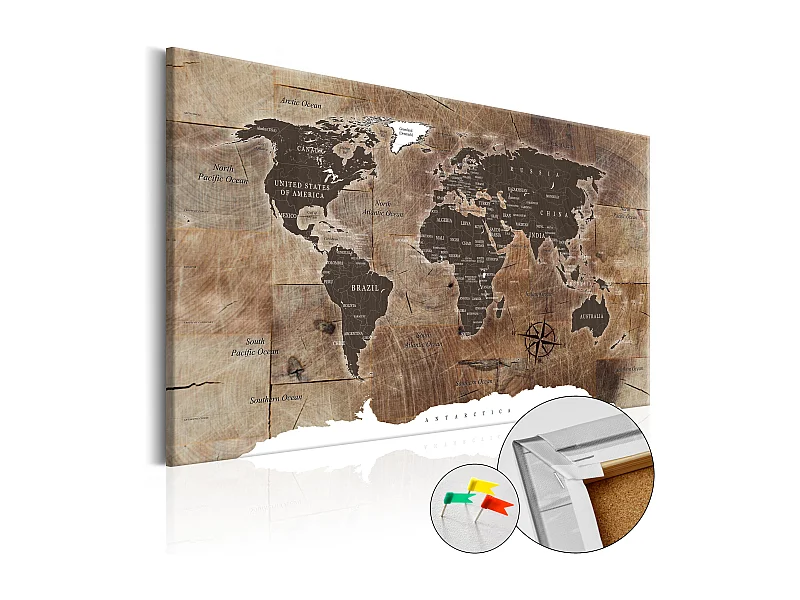 Quadri di sughero - Wooden Mosaic [Cork Map] - 90x60