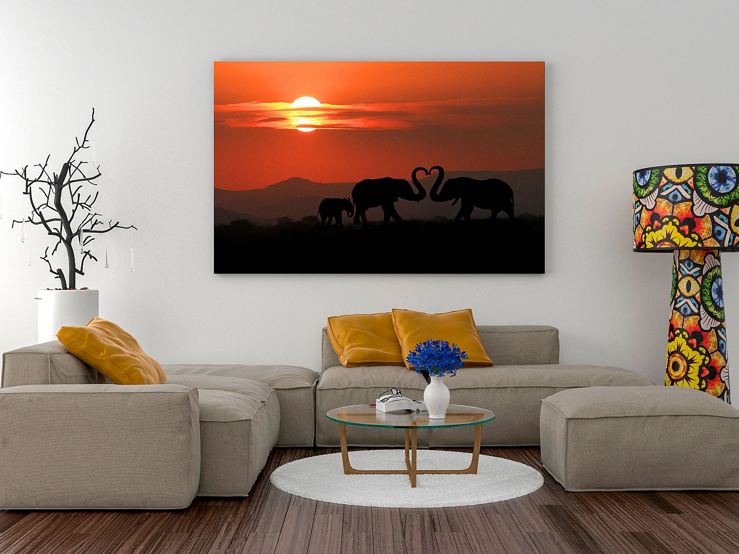 Quadro - Elephants in Love (1 Part) Wide - 120x80