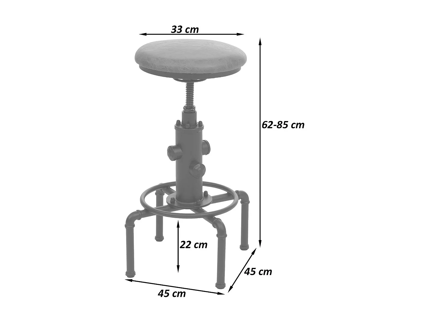 Barhocker MCW-N23 (2er-Set), Schwarz