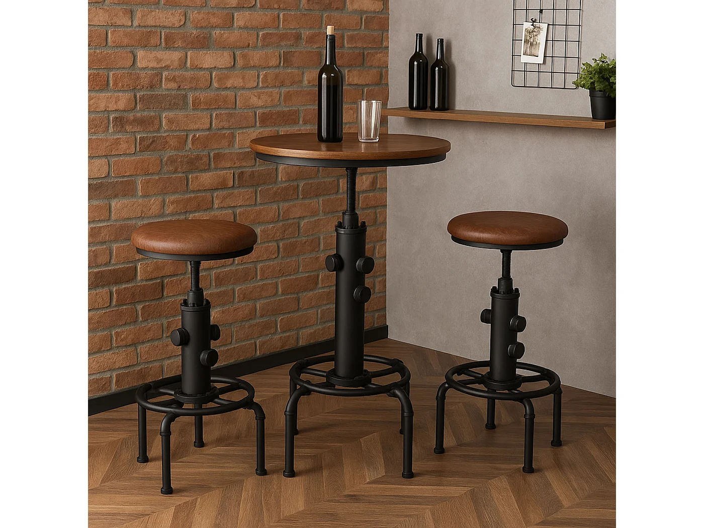 Barhocker MCW-N23 (2er-Set), Braun