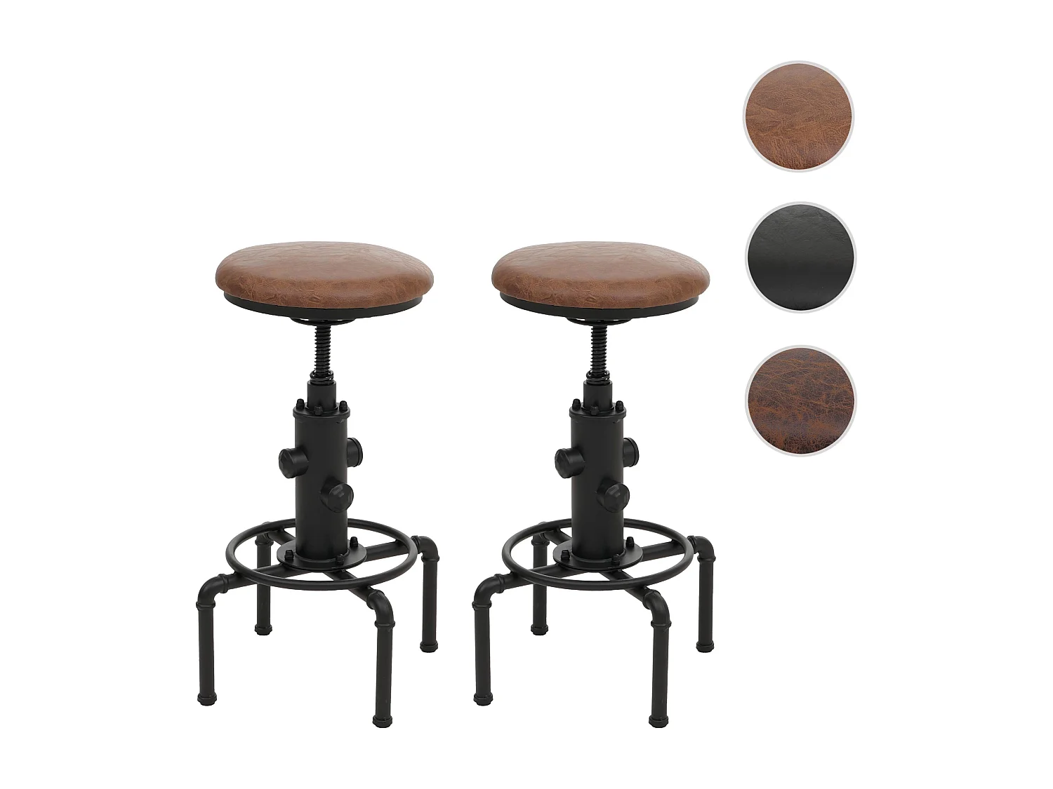 Barhocker MCW-N23 (2er-Set), Braun