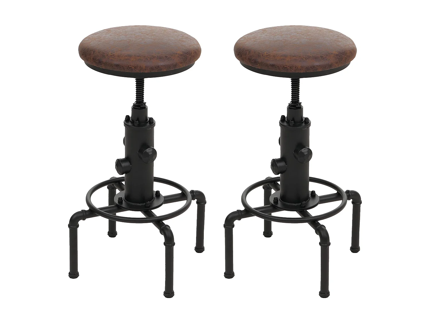 Barhocker MCW-N23 (2er-Set), Braun-schwarz