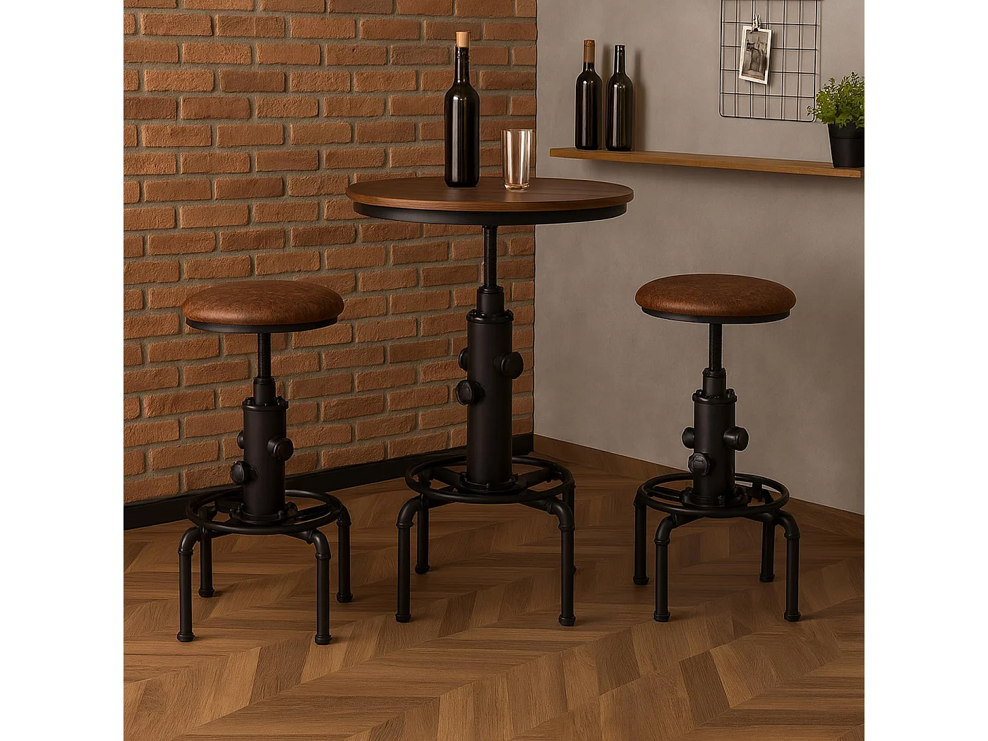 Barhocker MCW-N23 (2er-Set), Braun-schwarz