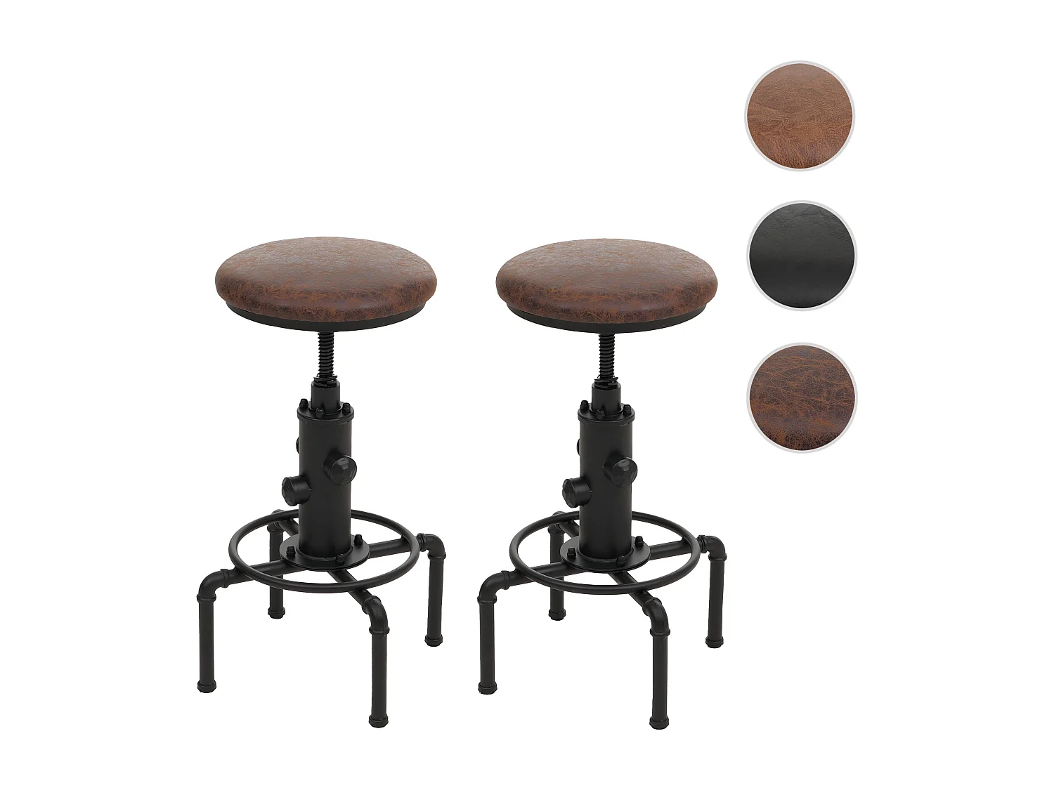 Barhocker MCW-N23 (2er-Set), Braun-schwarz