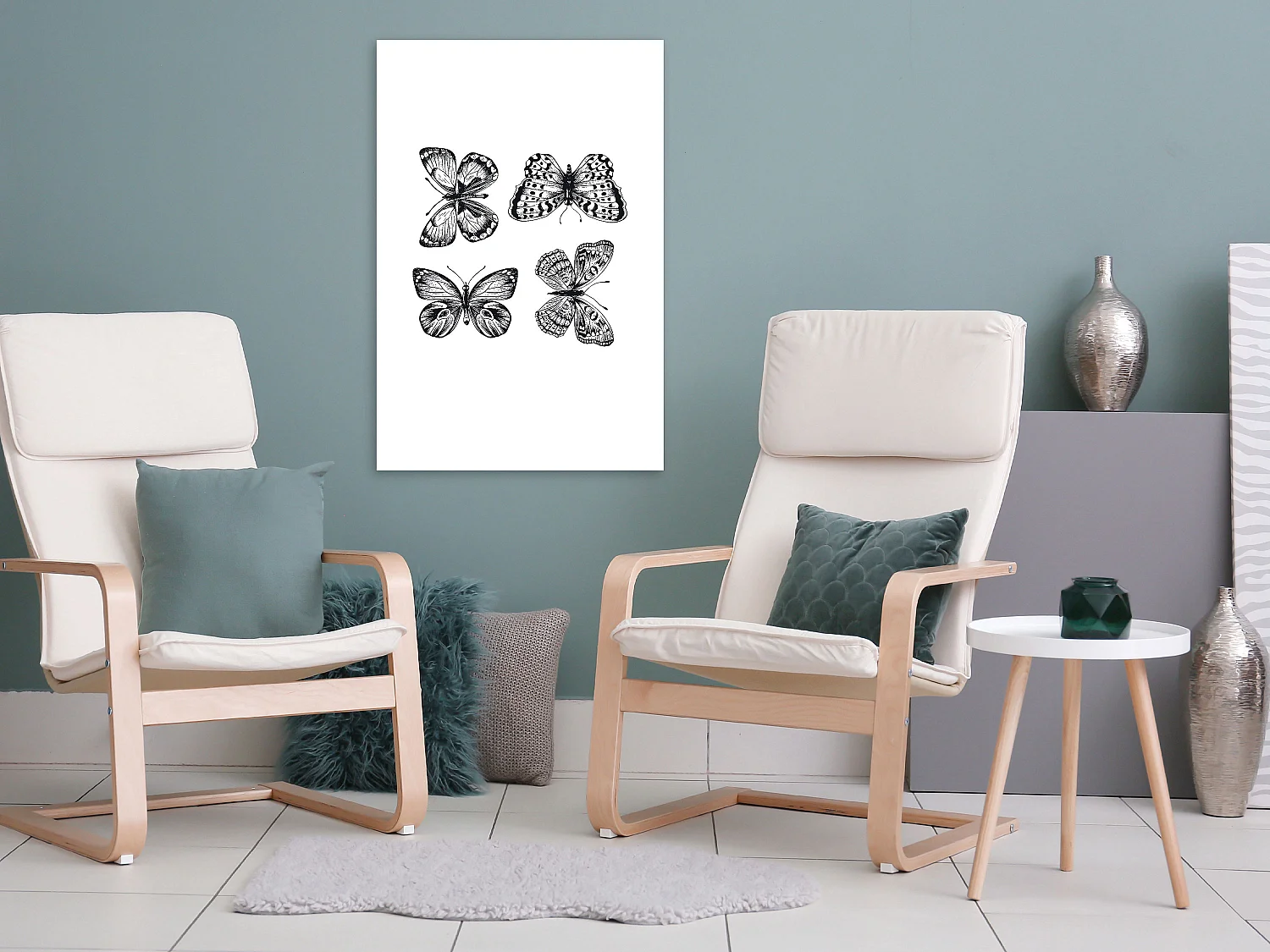 Quadro - Four Butterflies (1 Part) Vertical - 80x120