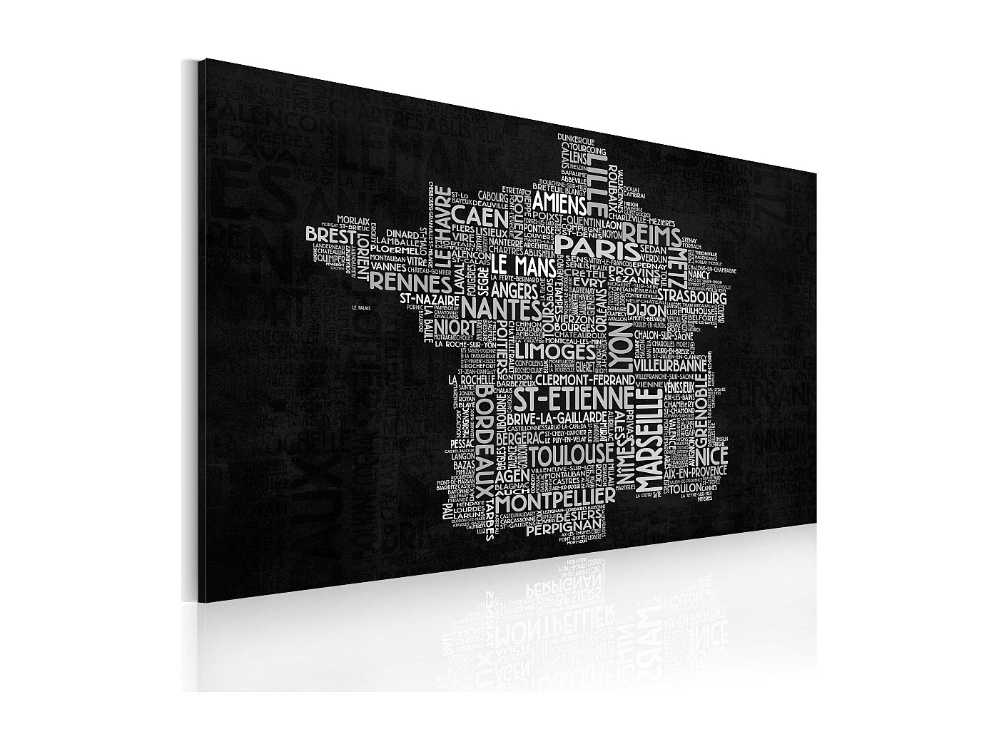 Quadro - Text map of France on the black background - 120x80