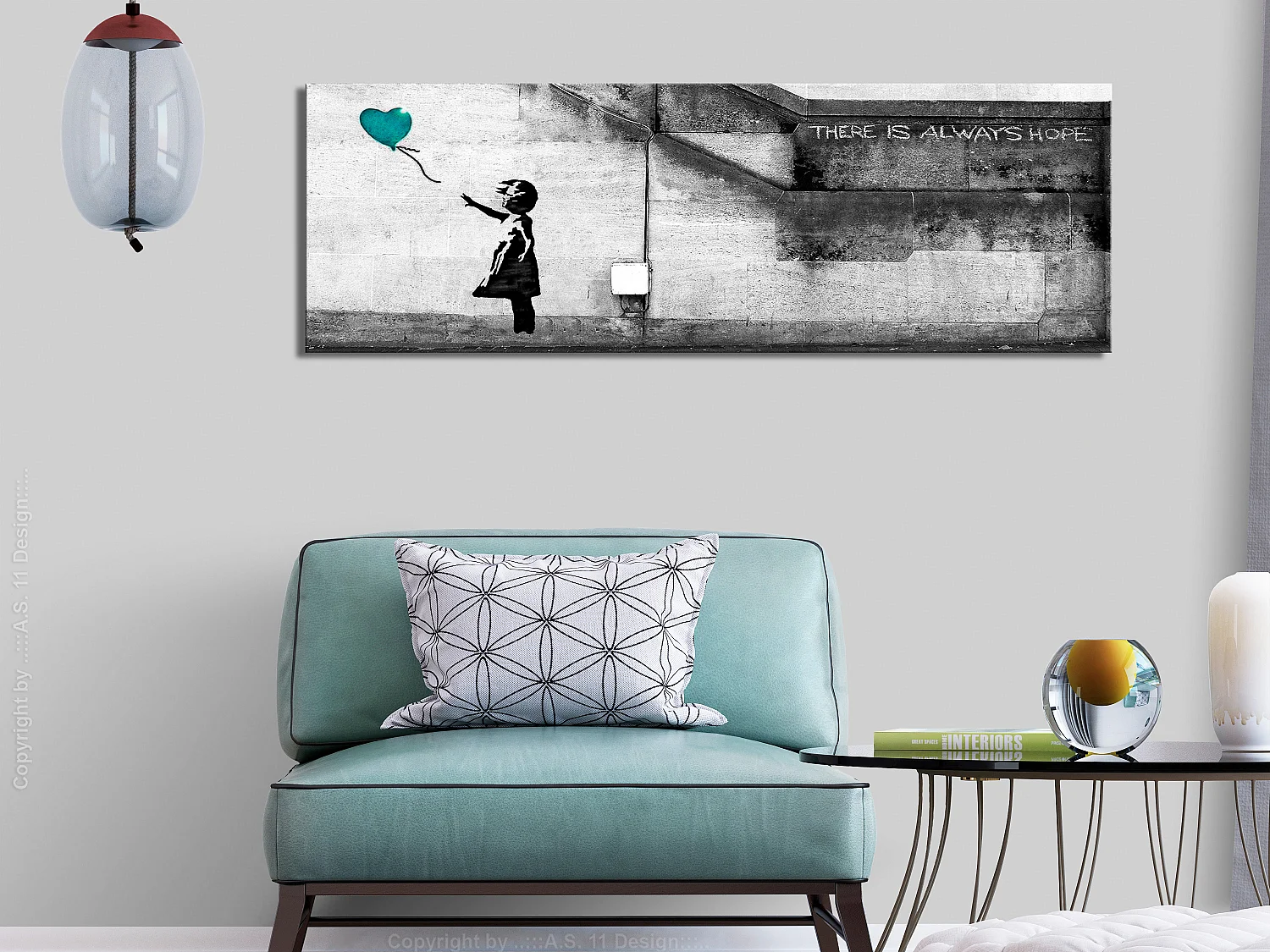 Quadro - There is Always Hope (1 Part) Narrow Turquoise - 135x45