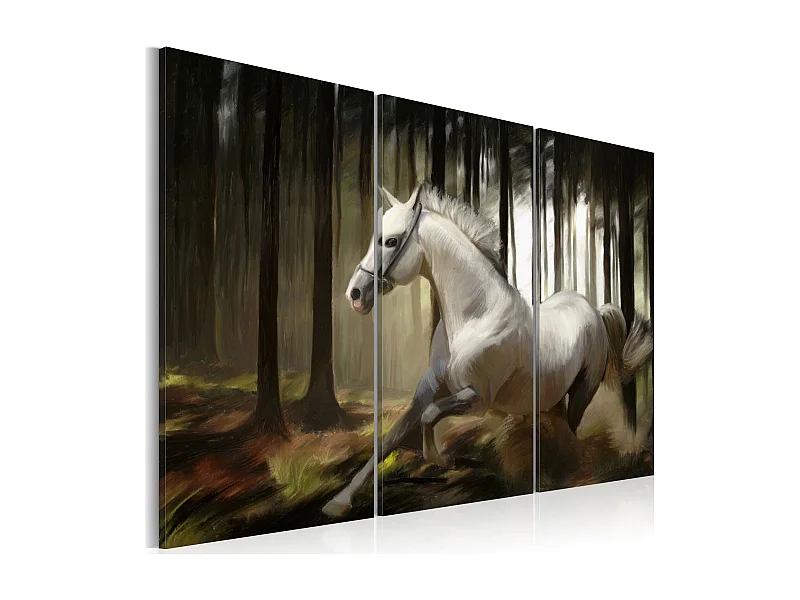 Quadro - Cavallo bianco tra gli alberi - 90x60
