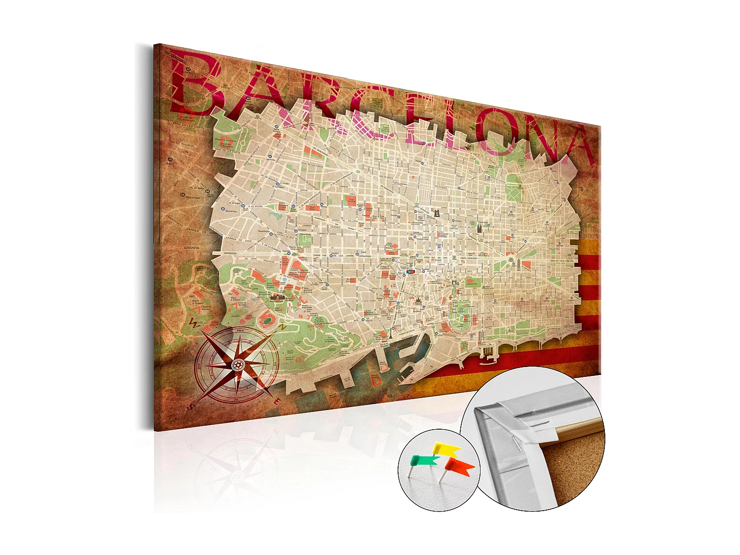 Quadri di sughero - Map of Barcelona [Cork Map] - 60x40
