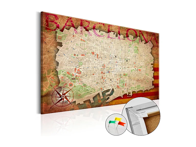 Quadri di sughero - Map of Barcelona [Cork Map] - 60x40