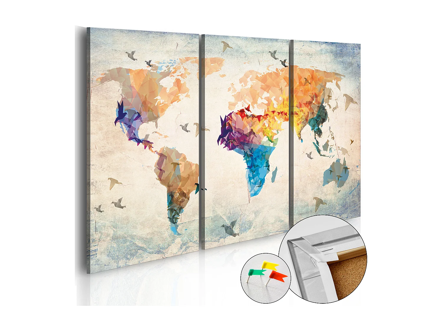 Quadri di sughero - Free as a bird [Cork Map] - 120x80