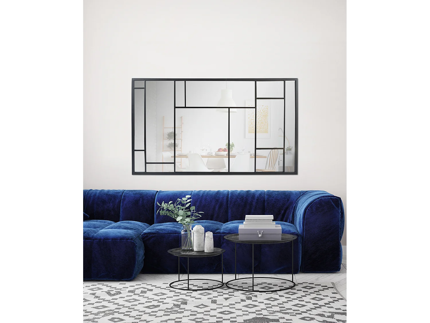 Grand miroir artiste noir 80x140cm