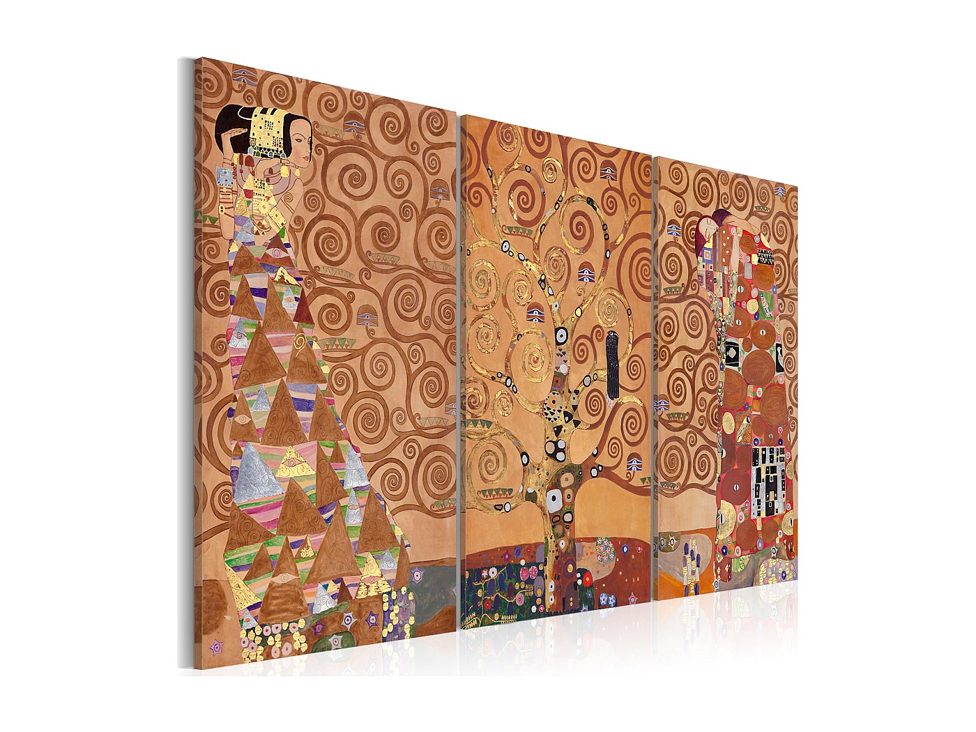 Set da 3 quadro n legno massello e ceramca albero della vta cm 25x25