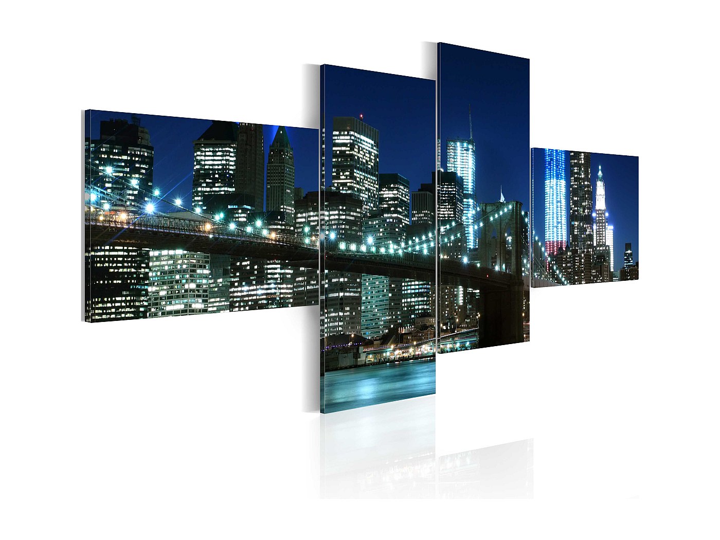 Tableau Déco ShopArt - Pont De Brooklyn Nuit - Impression Sur Bois MDF - Fabriqué En Italie