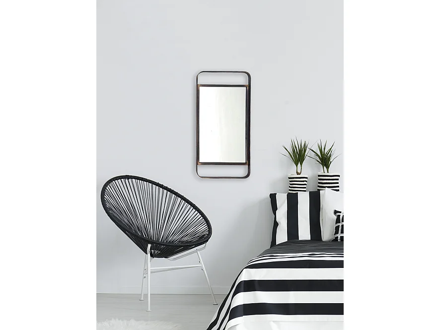 Miroir rectangulaire ajouré métal noir 25x50cm