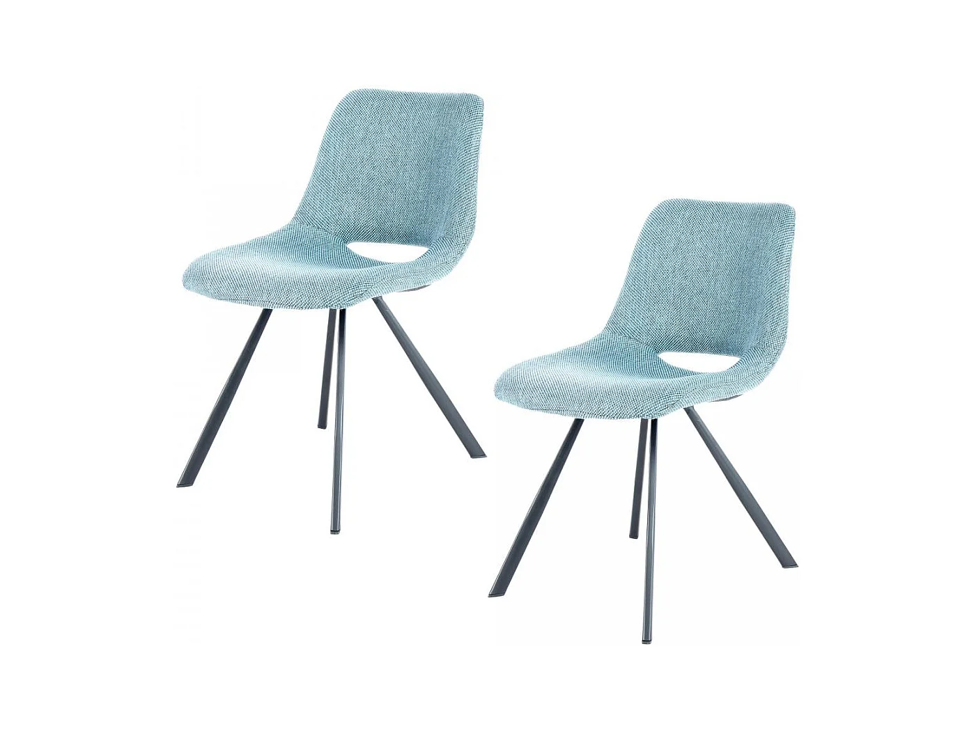 Chaise semi artisanal en lin LOT DE 2 ARE 57x47,5x77 bleu