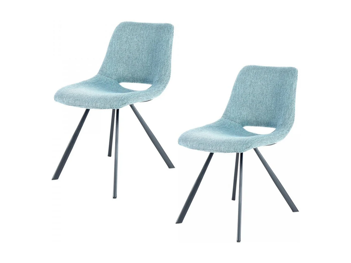 Chaise semi artisanal en lin LOT DE 2 ARE 57x47,5x77 bleu