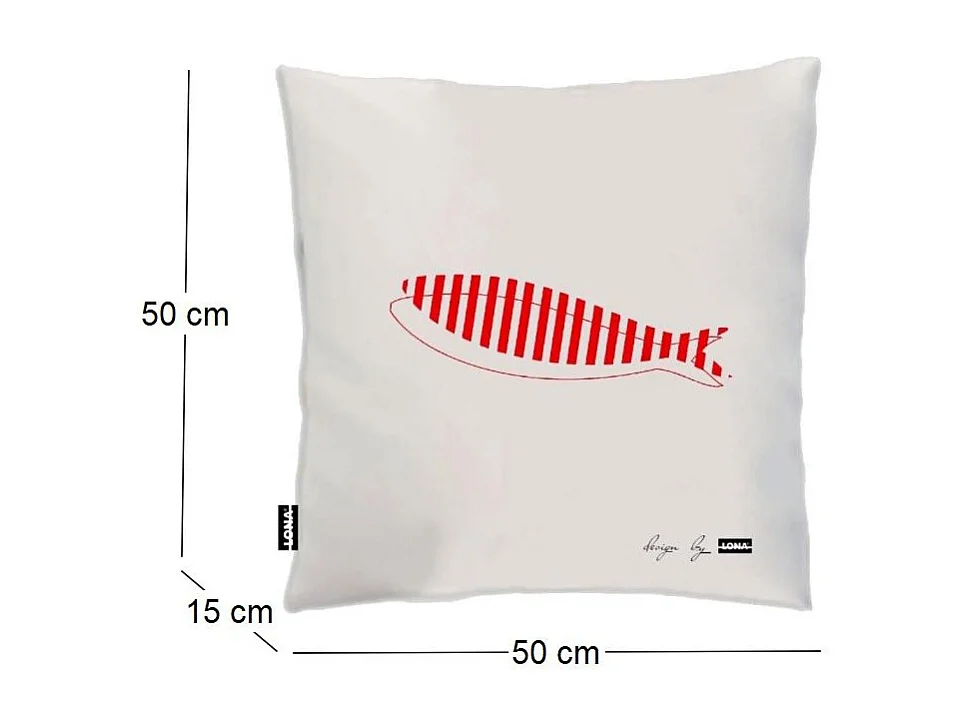 Coussin 100% coton 50 cm Poisson Poisson rouge