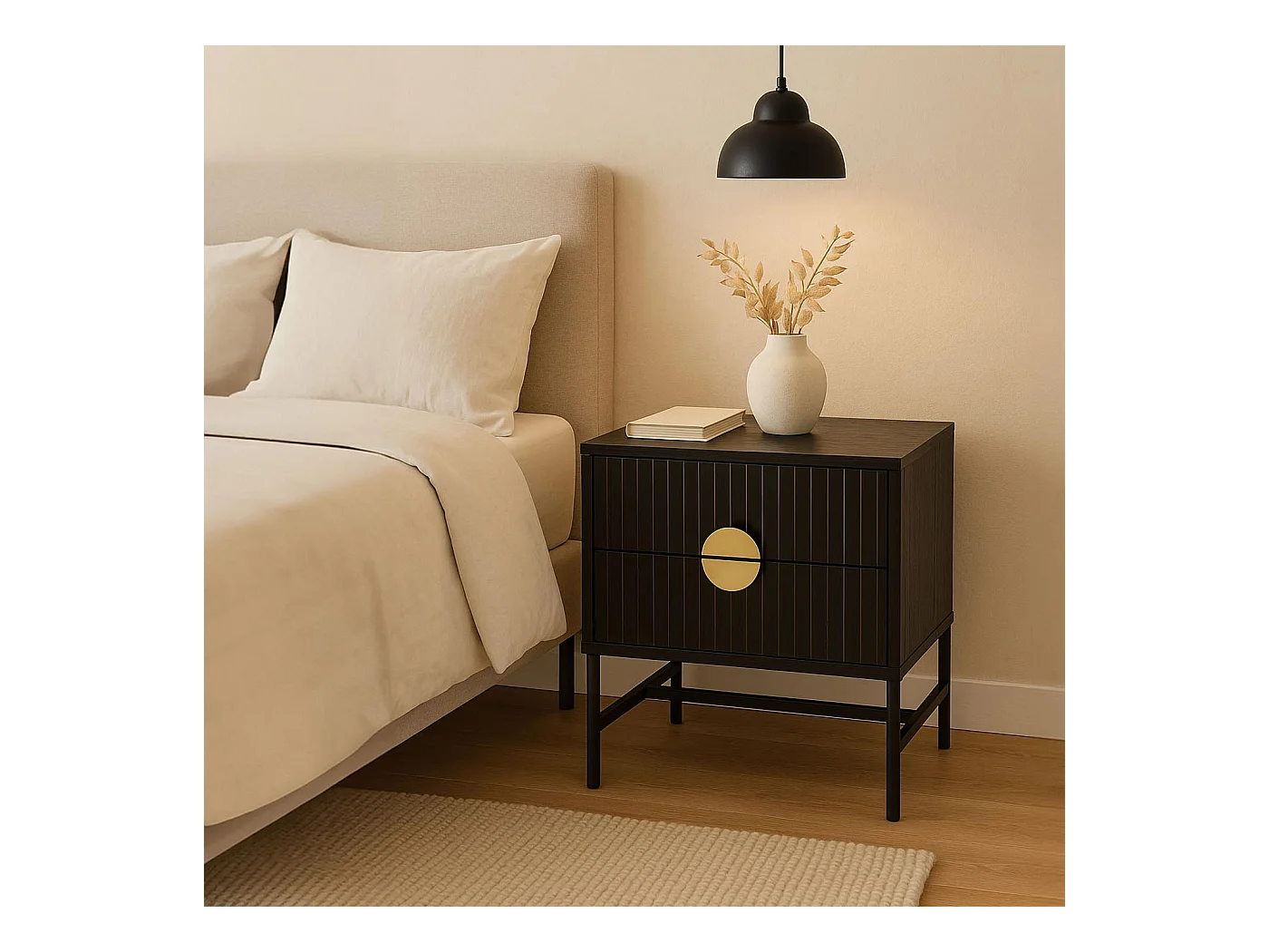 Szafka nocna MCW-O39,  wygląd drewna, czarny