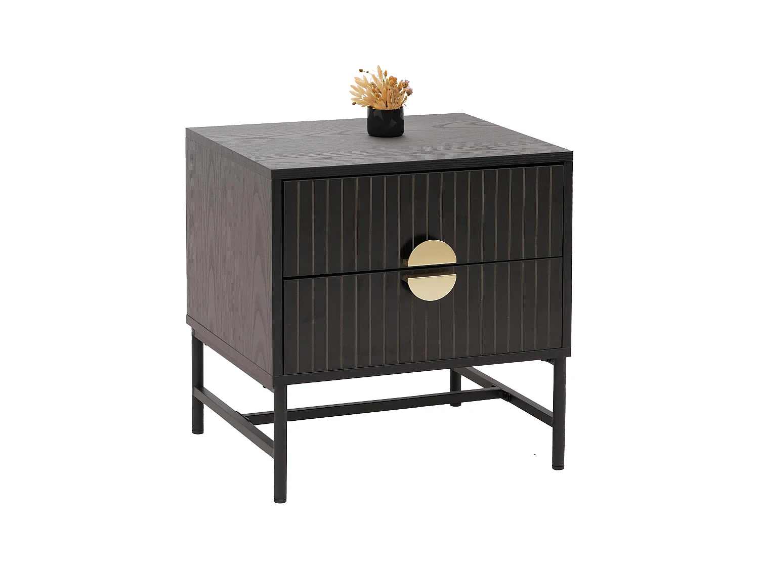 Table de chevet MCW-O39,  aspect bois noir