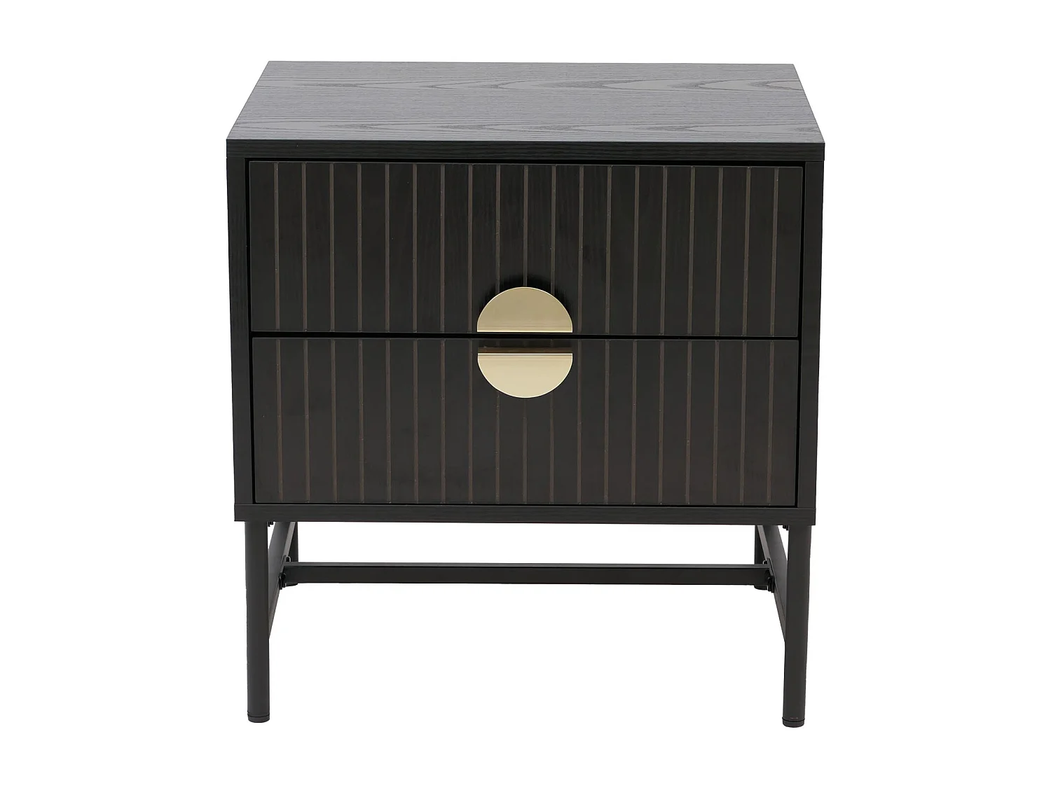 Comodino MCW-O39, tavolino d'appoggio comodino armadietto, cassetto melamina MDF metallo 50x48x39cm ~ effetto legno nero