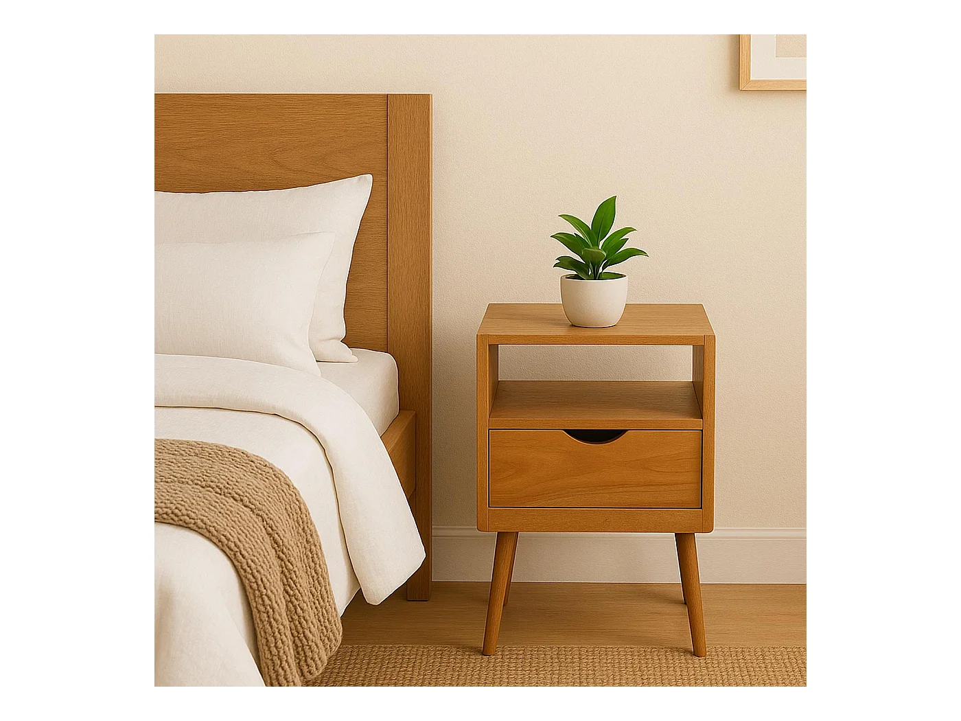 Nachtkastje MCW-P16,  naturelkleurig