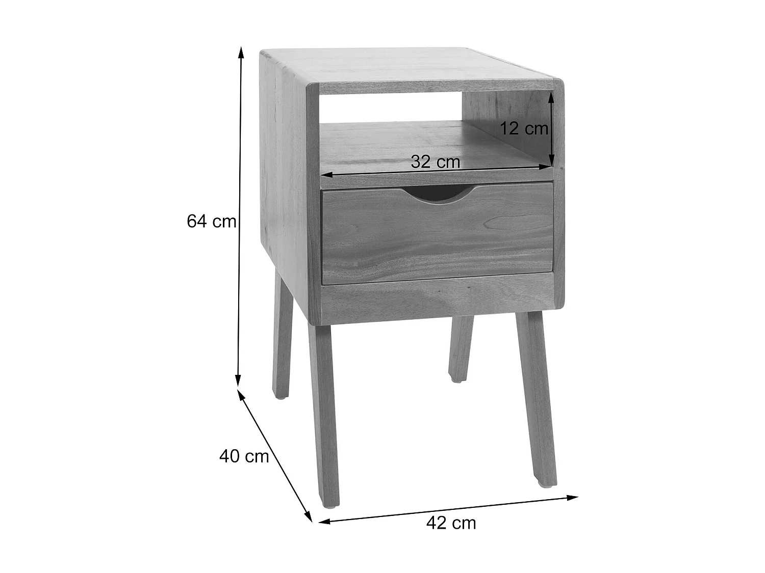 Table de chevet MCW-P16,  couleur naturelle