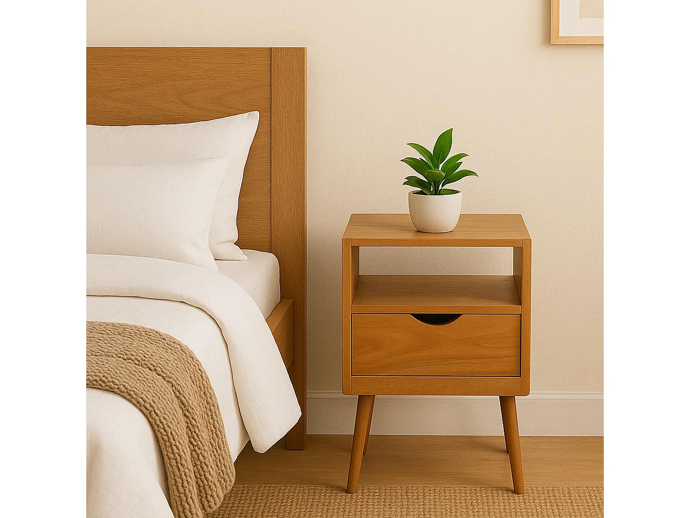 Table de chevet MCW-P16,  couleur naturelle