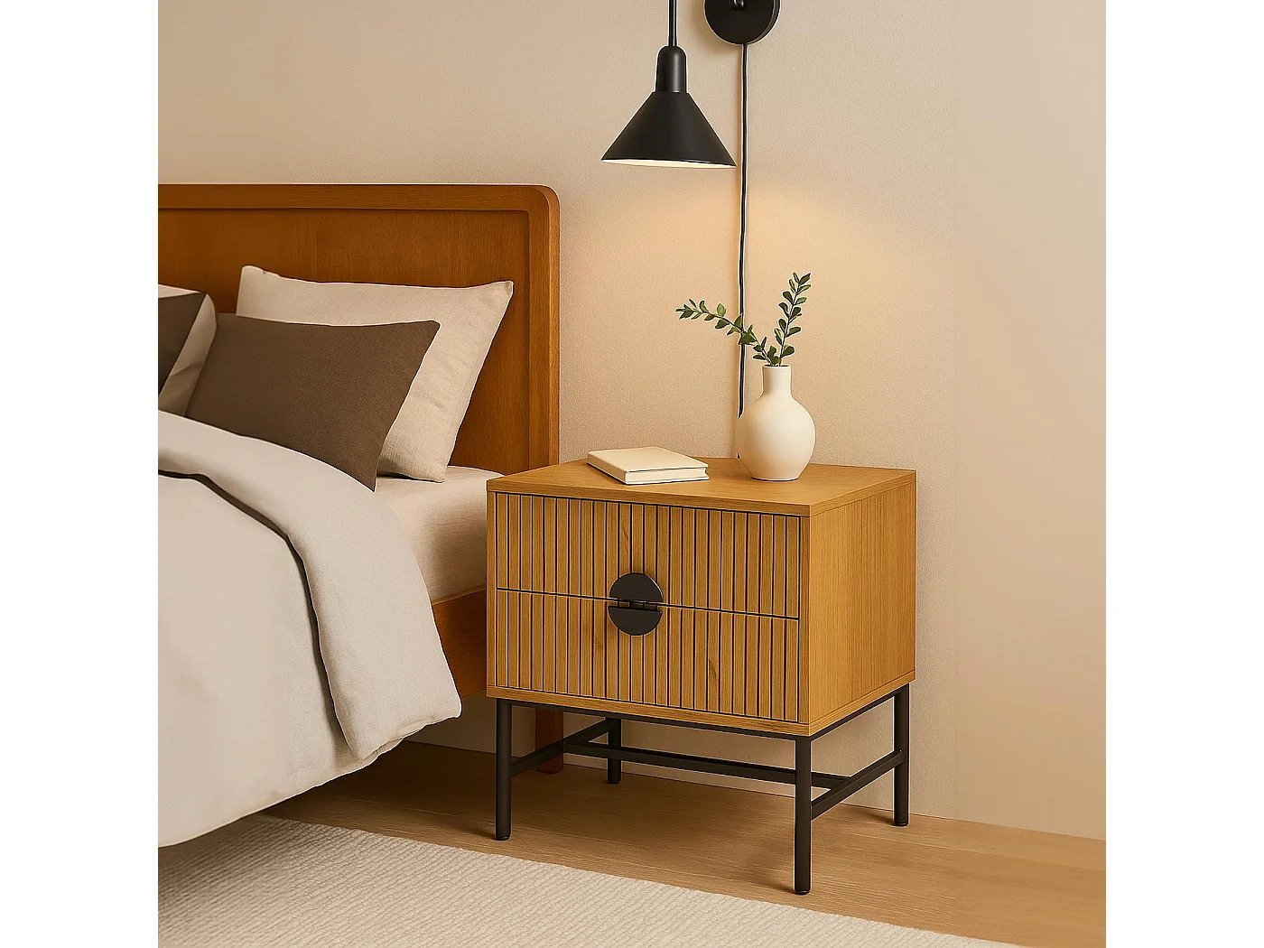 Table de chevet MCW-O39,  naturel