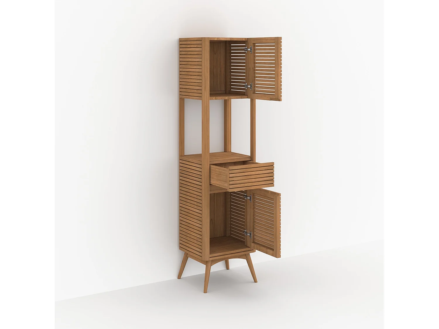 Conjunto de baño de madera de teca de 140 cm con un nicho. - Auguste