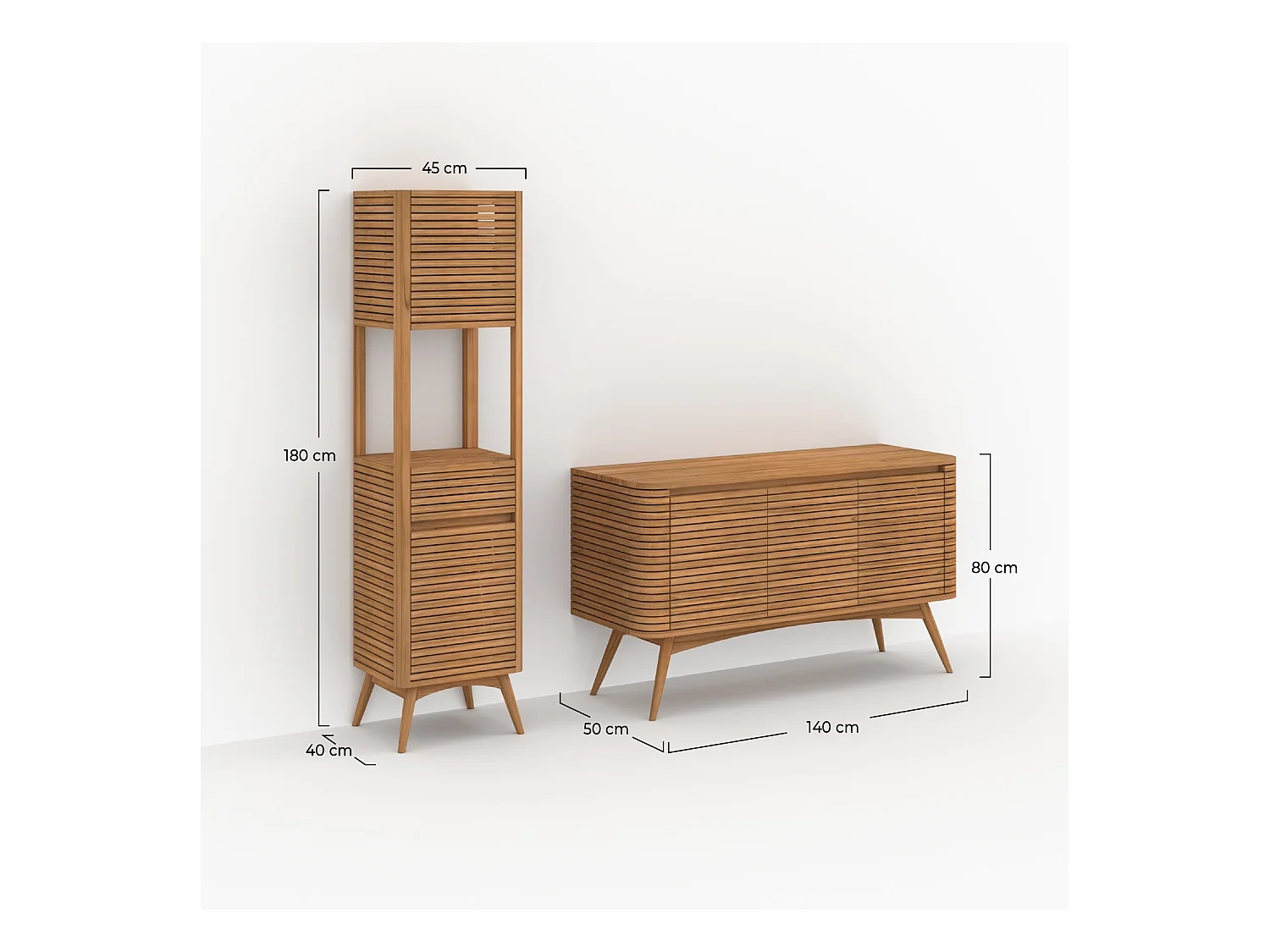 Conjunto de baño de madera de teca 140 cm - Auguste